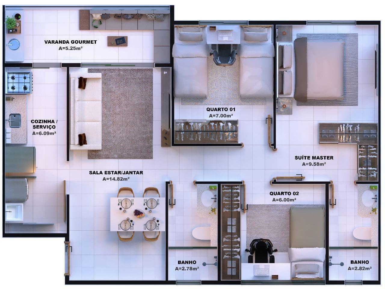 Apartamento, 3 quartos, 59 m² - Foto 31
